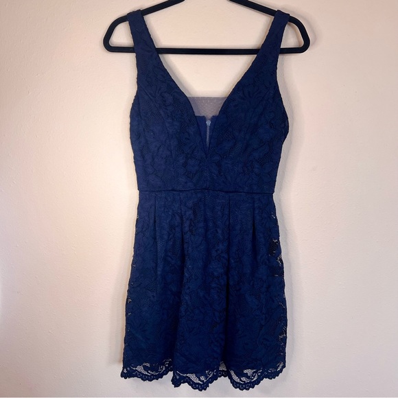 🥀 Women's Junior Crystal Doll Navy Blue Dress - Picture 3 of 12